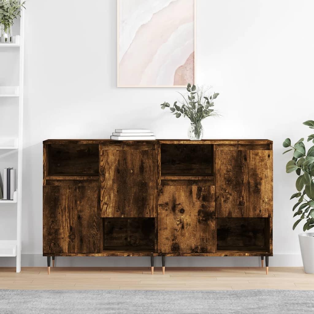 Skænke 2 stk. i konstrueret træ - røget egetræ, 120×35×70 cm
