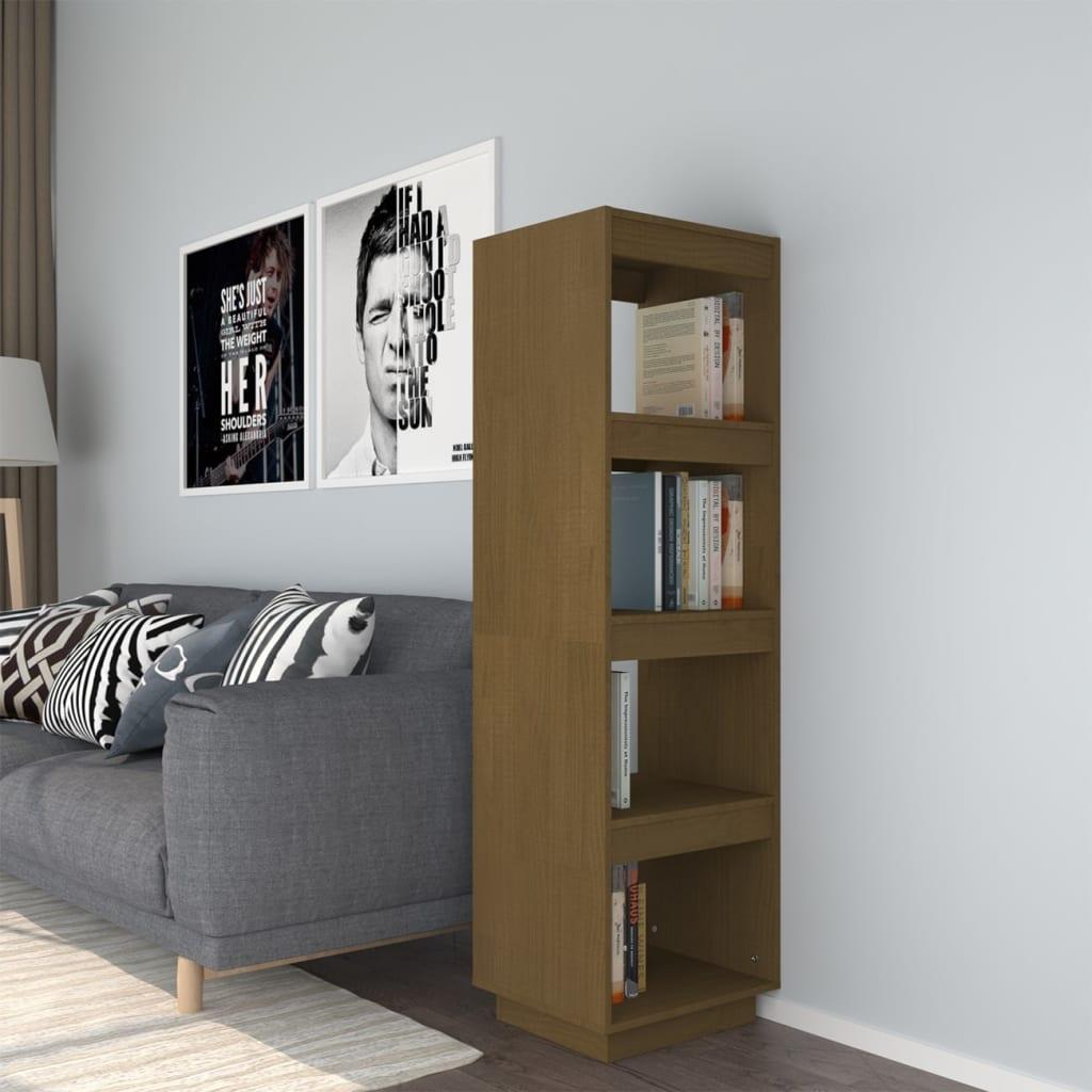 Bogreol/rumdeler 40x35x135 cm massivt fyrretræ gyldenbrun