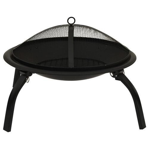 2-i-1 bålfad og grill med ildrager 56x56x49 cm stål