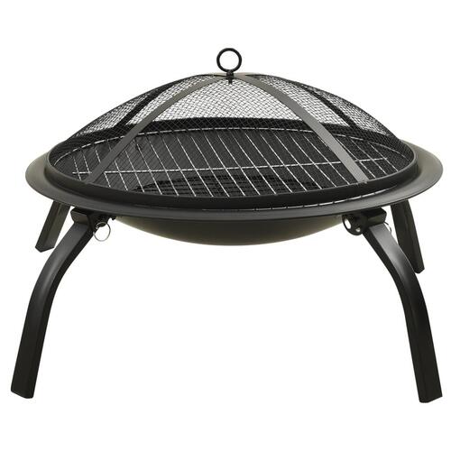 2-i-1 bålfad og grill med ildrager 56x56x49 cm stål