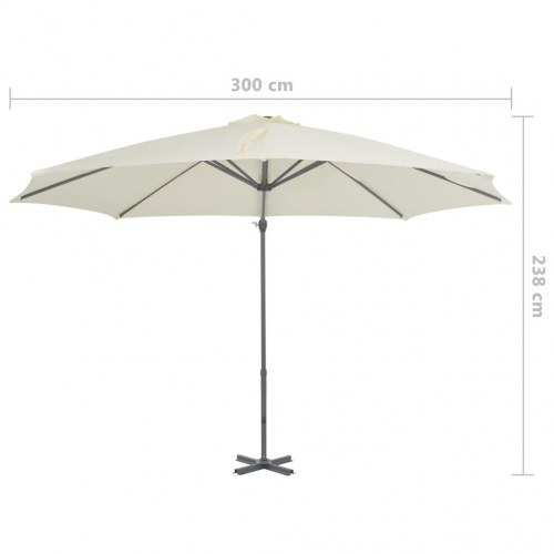 Hængeparasol 300 cm aluminiumsstang sandfarvet
