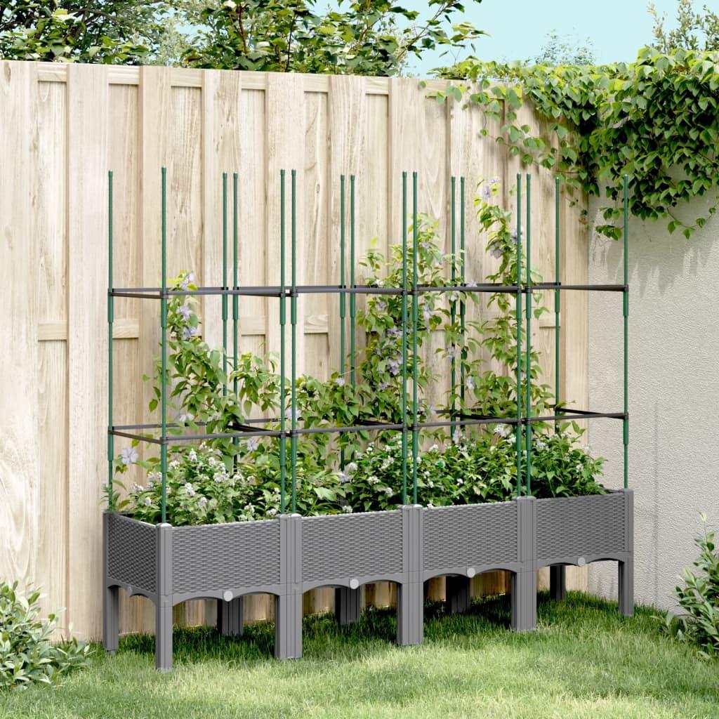 Plantekasse med espalier 160x40x142,5 cm PP lysegrå billede