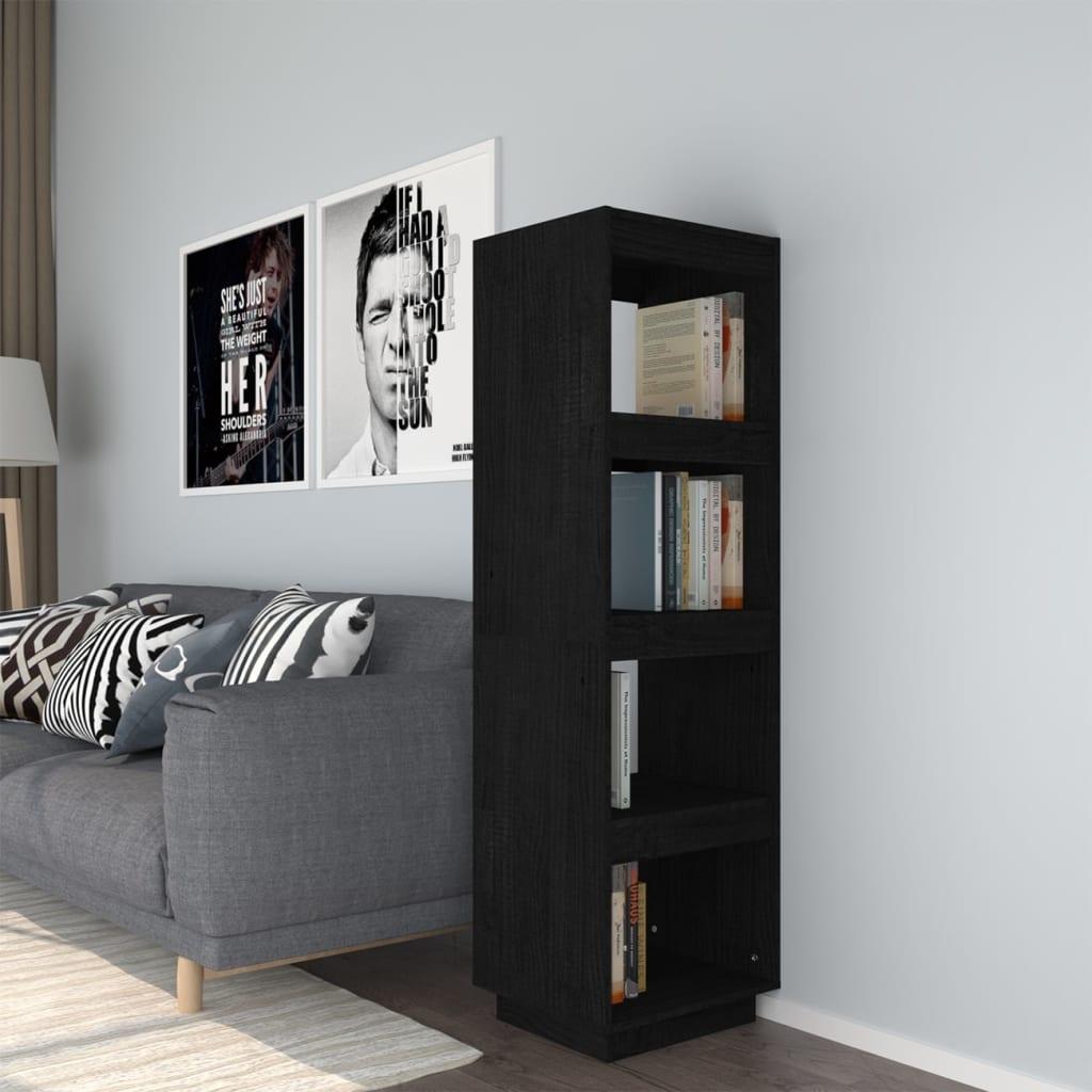 Bogreol/rumdeler 40x35x135 cm massivt fyrretræ sort
