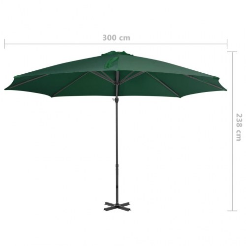 Hængeparasol 300 cm aluminiumsstang grøn