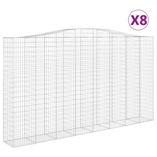 Buede gabionkurve - 8 stk. 400 × 50 × 220/240 cm i galvaniseret jern