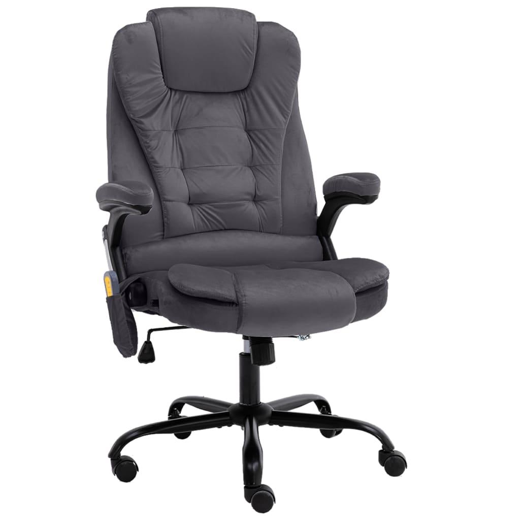 Kontorstol med massagefunktion fløjl mørkegrå