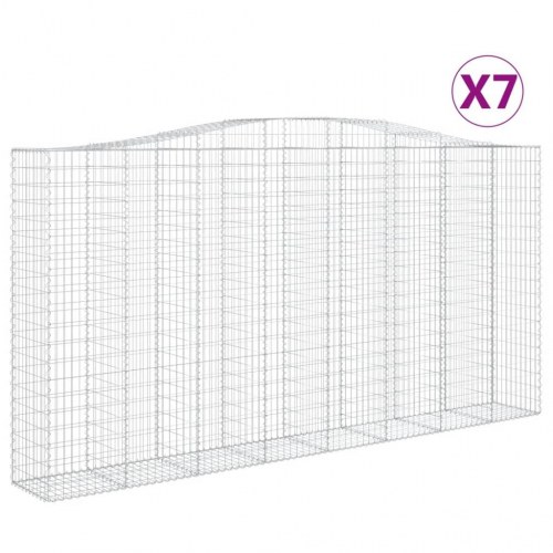 Buede gabionkurve - 7 stk. 400×50×200/220 cm i galvaniseret jern