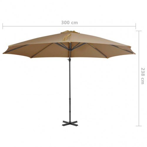Hængeparasol 300 cm aluminiumsstang gråbrun