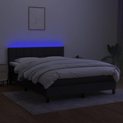 Kontinentalseng med LED-lys 140×200 cm - sort stof