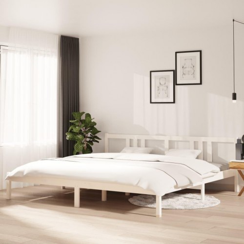 Sengeramme i massivt fyrretræ 200 x 200 cm - hvid
