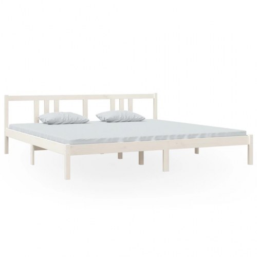 Sengeramme i massivt fyrretræ 200 x 200 cm - hvid