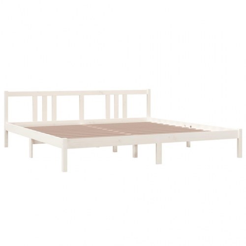 Sengeramme i massivt fyrretræ 200 x 200 cm - hvid