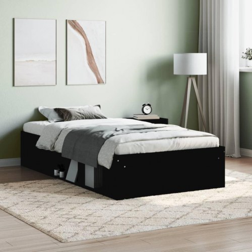 Sengeramme med opbevaring 90 x 190 cm - sort