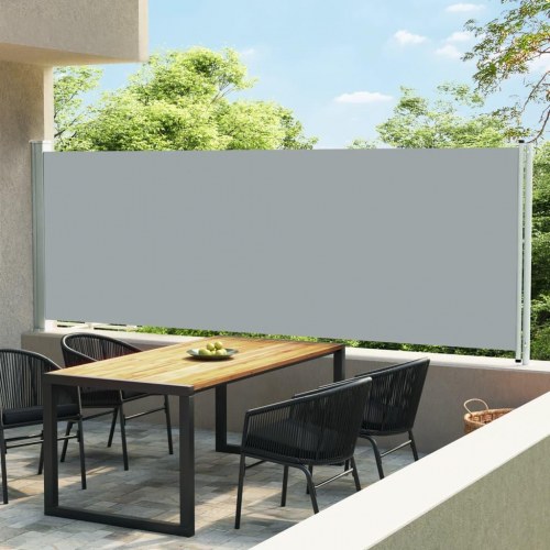 Sammenrullelig sidemarkise til terrasse 600 × 160 cm - grå