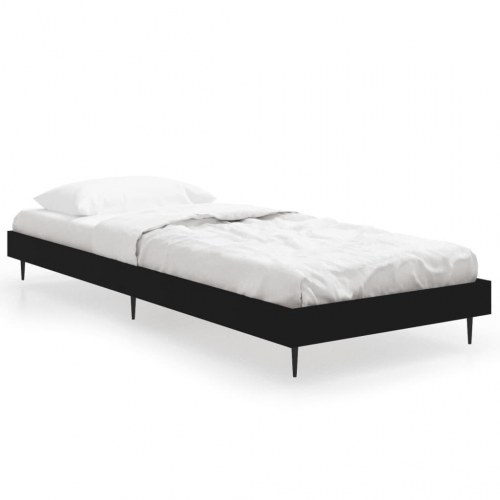 Sengeramme 75×190 cm i sort konstrueret træ med metalben