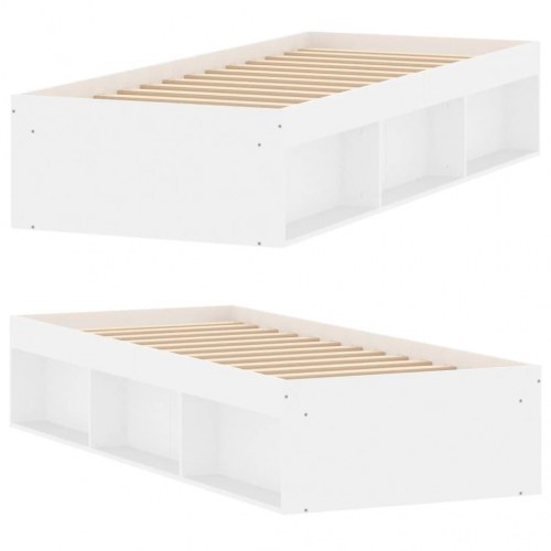 Sengeramme 75 x 190 cm - hvid gæsteseng med opbevaring