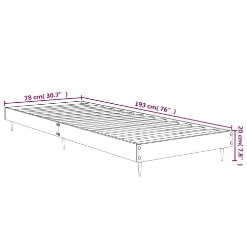 Sengeramme 75×190 cm i sort konstrueret træ med metalben