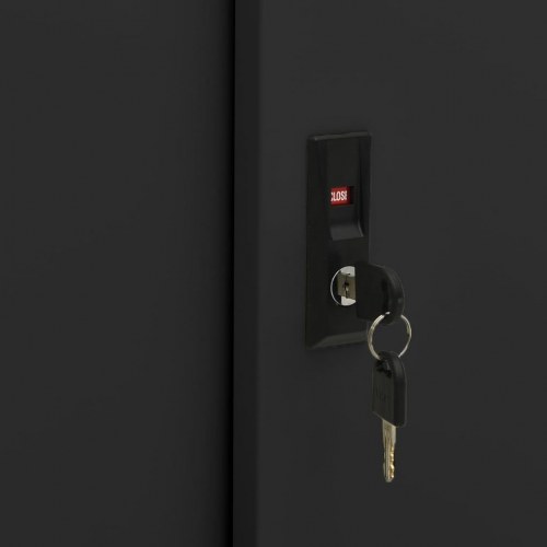 Kontorskab med skydedøre 90x40x90 cm stål sort