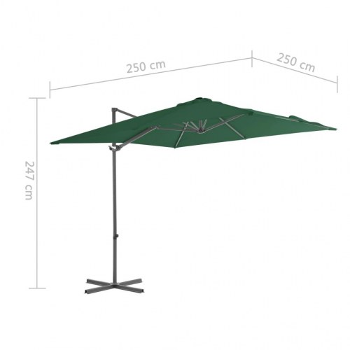 Hængeparasol 250x250 cm stålstang grøn