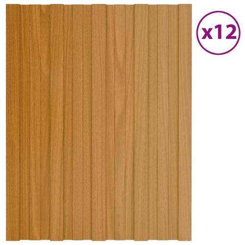 Tagplader 12 stk. 60x45 cm galvaniseret stål lyst træ