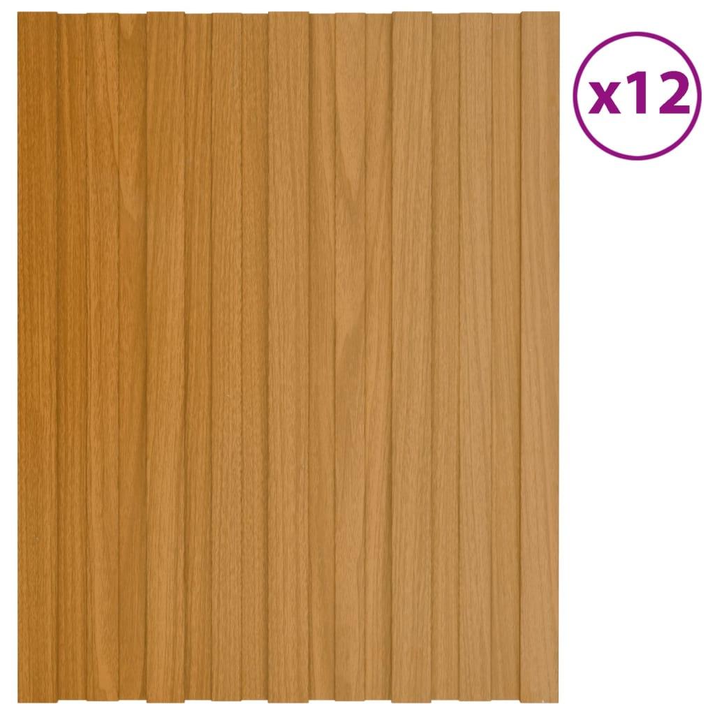 Tagplader 12 stk. 60x45 cm galvaniseret stål lyst træ