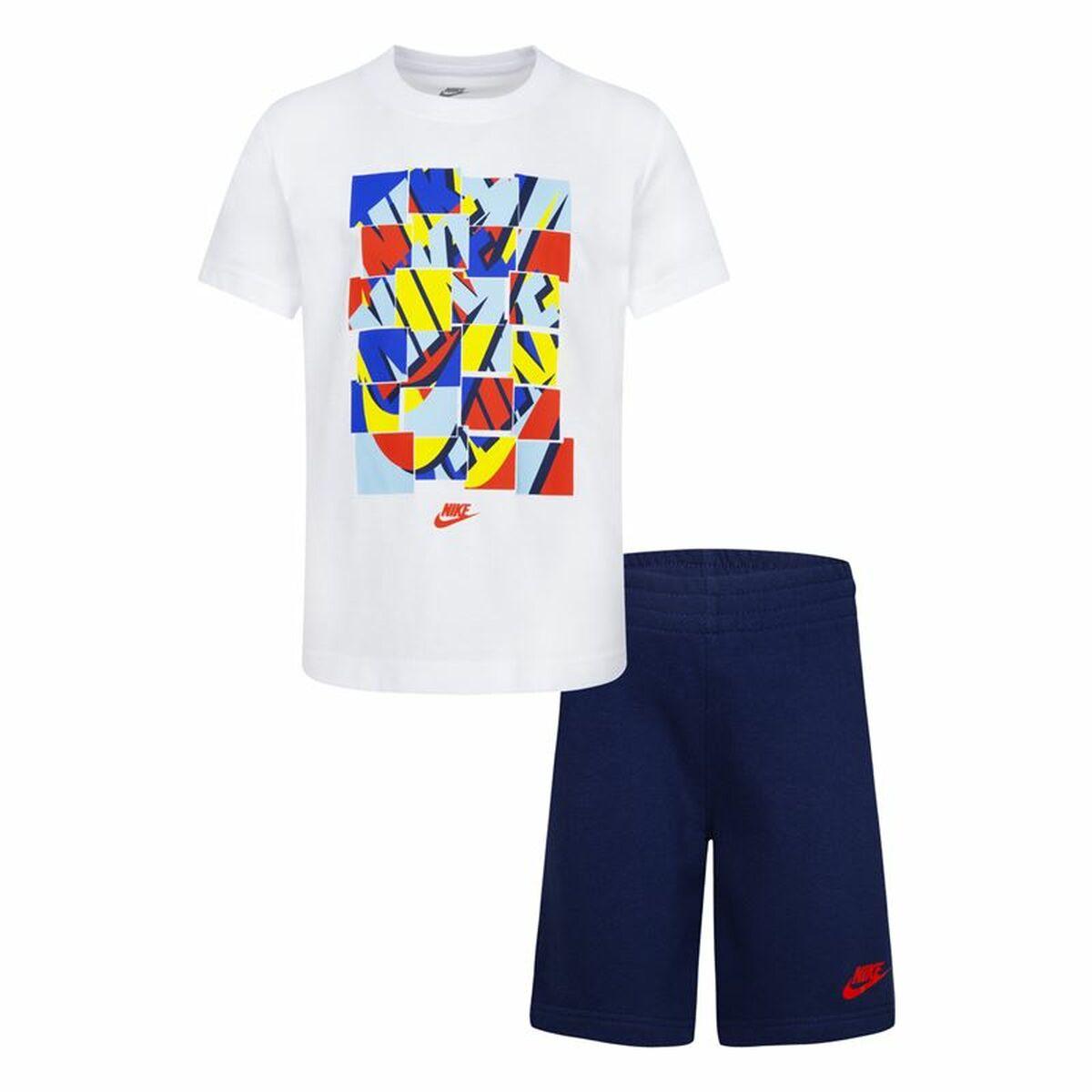 Nike Nsw Add Ft Short sæt til drenge, blå/hvid - 2 dele (7 år)
