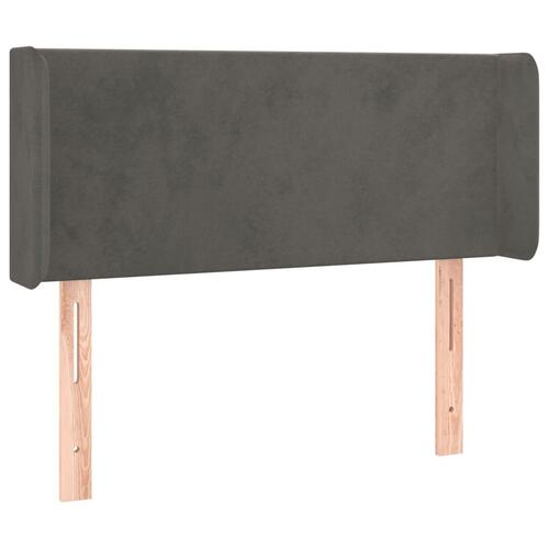 Sengegavl med LED-lys 93x16x78/88 cm fløjl mørkegrå