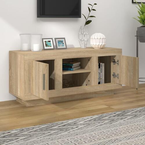 Tv-bord 102x35x45 cm konstrueret træ sonoma-eg
