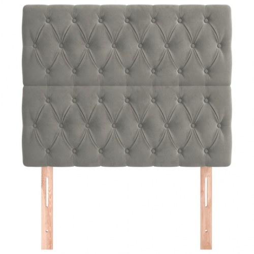 Sengegavl lysegrå 100 x 7 x 118/128 cm i fløjl