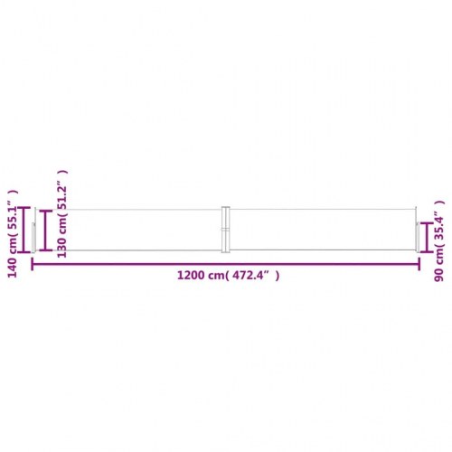 Sammenrullelig sidemarkise til terrasse 140 × 1.200 cm - sort