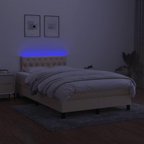 Kontinentalseng med LED-lys 120x190 cm - stof, cremefarvet