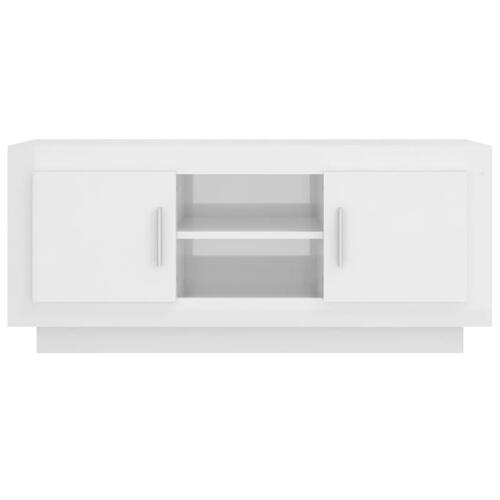 Tv-bord 102x35x45 cm konstrueret træ hvid højglans