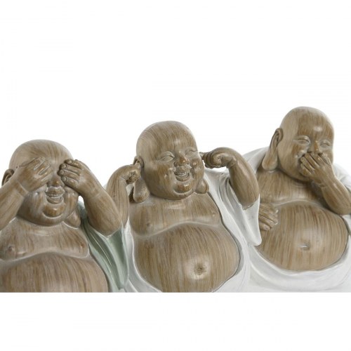Dekorationsfigurer - Buddha sæt, hvid/grøn, 3 stk. (10 × 9 × 10,5 cm)