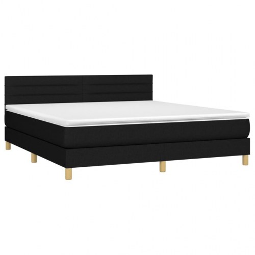 Kontinentalseng med LED-lys 180×200 cm - stof, sort