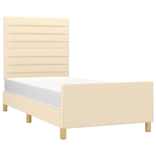 Sengeramme med sengegavl 80x200 cm - stof, cremefarvet