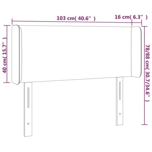 Sengegavl med LED-lys i fløjl 103 x 16 x 78/88 cm - mørkegrå