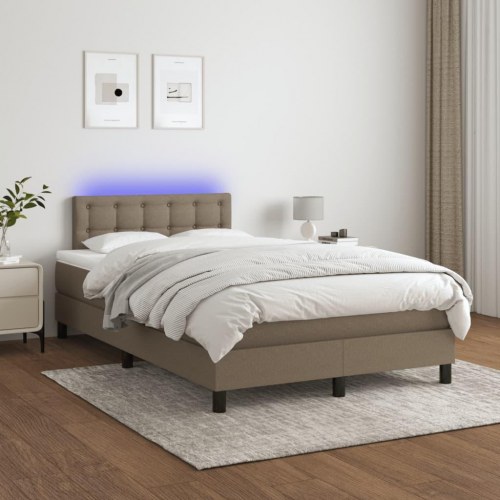 Kontinentalseng med LED-lys 120×190 cm - stof gråbrun