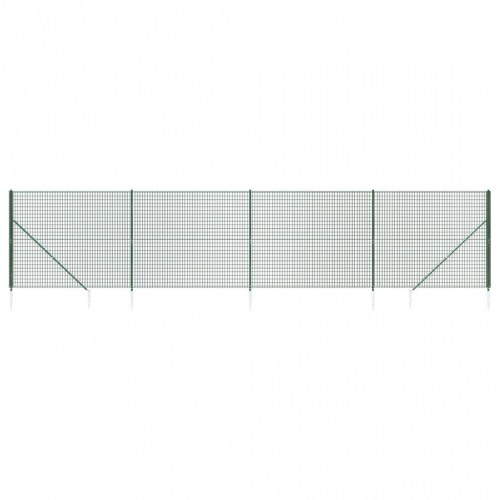 Trådhegn med jordspyd 2,2 × 10 m - grøn, galvaniseret og PVC-belagt