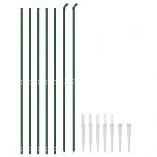 Trådhegn med jordspyd 2,2 × 10 m - grøn, galvaniseret og PVC-belagt