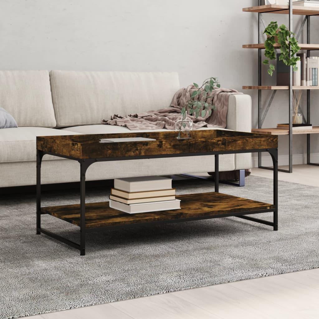 Sofabord 100x49x45 Cm Konstrueret Træ Røget Egetræsfarve