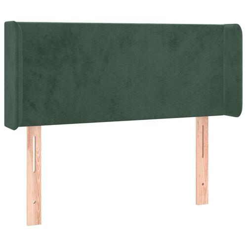 Sengegavl med LED-lys 103x16x78/88 cm fløjl mørkegrøn