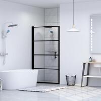 Brusedør 91 x 195 cm hærdet glas sort