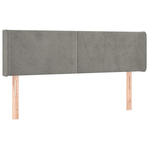 Sengegavl med LED-lys 147x16x78/88 cm fløjl lysegrå