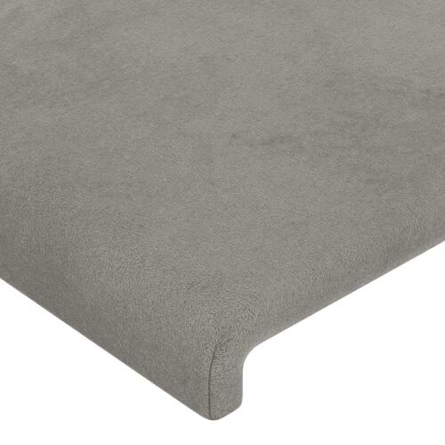Sengegavl med LED-lys 147x16x78/88 cm fløjl lysegrå