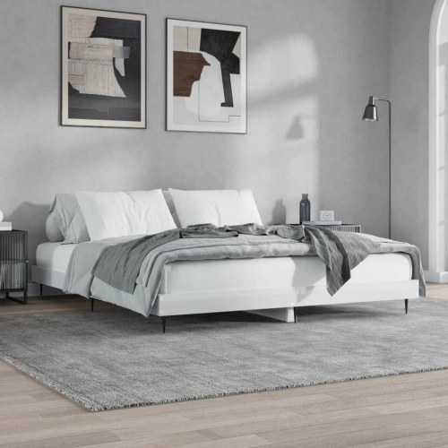 Sengestel 120×200 cm i konstrueret træ - hvid højglans