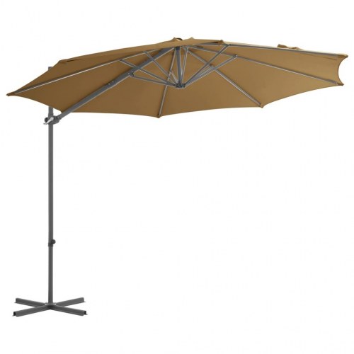 Hængeparasol 300 cm med stålstang - gråbrun