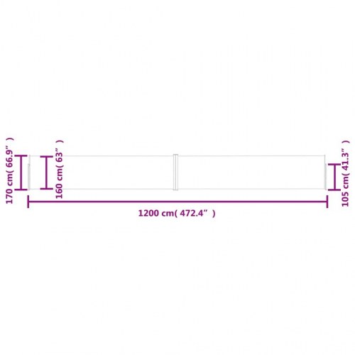 Sammenrullelig sidemarkise til terrasse 170 × 1.200 cm - creme