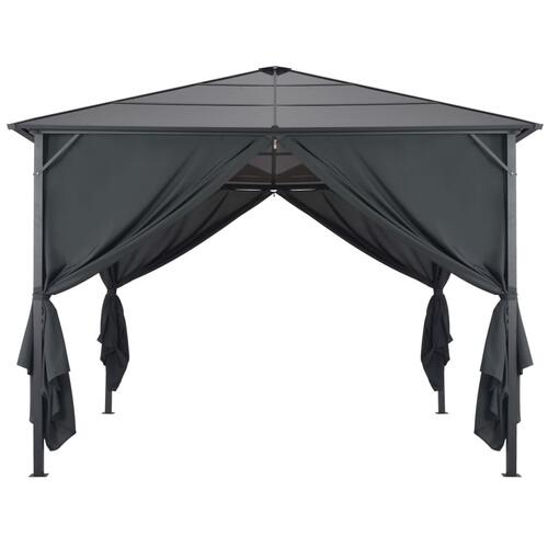 Pavillon med gardin aluminium 3 x 3 m sort