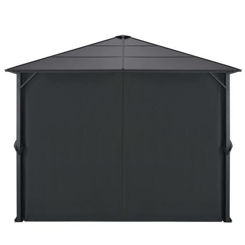 Pavillon med gardin aluminium 3 x 3 m sort