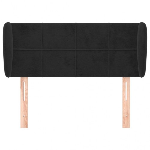 Sengegavl med kanter i fløjl - sort, 83 x 23 x 78/88 cm